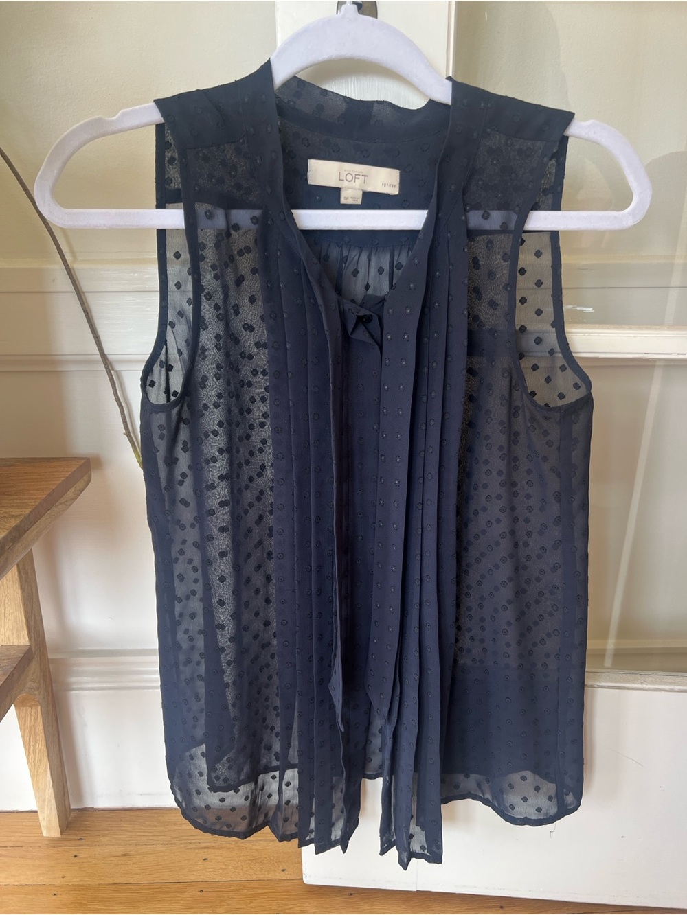 LOFT Navy Sleeveless Sheer Swiss Dot Camisole